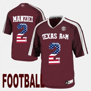 For Men Texas A&M #2 Johnny Manziel Maroon US Flag Fashion Jersey 695972-512