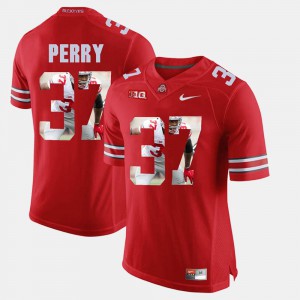 Men's Ohio State #37 Joshua Perry Scarlet Pictorial Fashion Jersey 380175-264