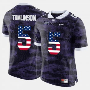 For Men TCU #5 LaDainian Tomlinson Purple US Flag Fashion Jersey 694453-471