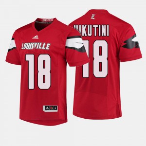 For Men's Louisville Cardinal #18 Cole Hikutini Red College Football Jersey 327292-474