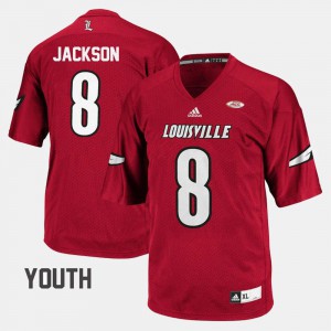 For Kids Cardinal #8 Lamar Jackson Red College Football Jersey 113502-984