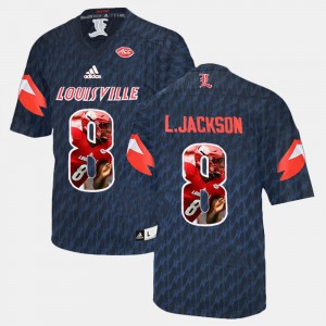 For Men Louisville Cardinal #8 Lamar Johnson Black Player Pictorial Jersey 248175-276