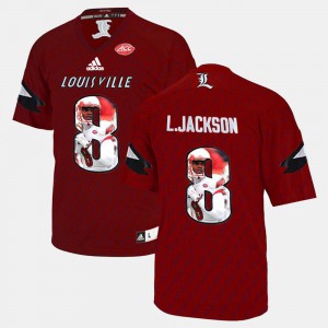 For Men Louisville Cardinal #8 Lamar Johnson Cardinal Player Pictorial Jersey 948550-656