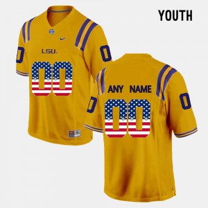 Kids Tigers #00 Gold US Flag Fashion Customized Jersey 168105-980