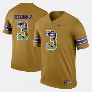 Men's Louisiana State Tigers #3 Odell Beckham Jr Gold Player Pictorial Jersey 847733-543