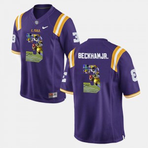 Mens LSU Tigers #3 Odell Beckham Jr Purple Player Pictorial Jersey 856817-299