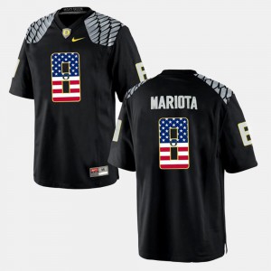 Men Oregon Duck #8 Marcus Mariota Black US Flag Fashion Jersey 524124-859