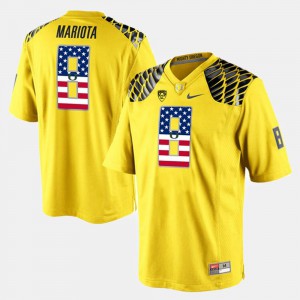 Men Oregon #8 Marcus Mariota Yellow US Flag Fashion Jersey 427044-330
