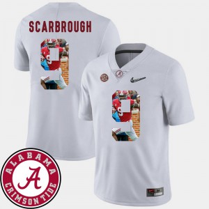 For Men University of Alabama #9 Bo Scarbrough White Pictorial Fashion Football Jersey 334012-782