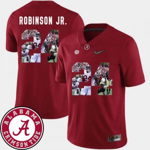 Men's University of Alabama #24 Brian Robinson Jr. Crimson Pictorial Fashion Football Jersey 607969-682