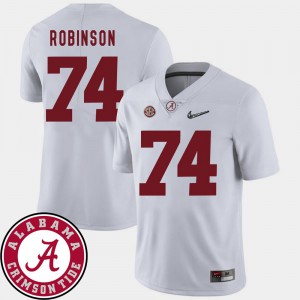 Men Alabama Roll Tide #74 Cam Robinson White College Football 2018 SEC Patch Jersey 985252-913