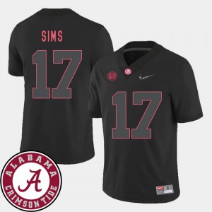 Mens University of Alabama #17 Cam Sims Black College Football 2018 SEC Patch Jersey 469636-851