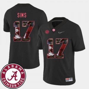 For Men University of Alabama #17 Cam Sims Black Pictorial Fashion Football Jersey 800082-182