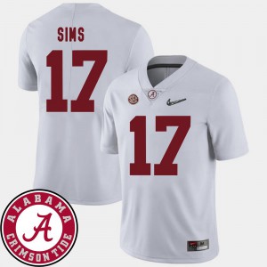 For Men's Bama #17 Cam Sims White College Football 2018 SEC Patch Jersey 329321-841