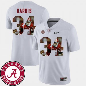 For Men Roll Tide #34 Damien Harris White Pictorial Fashion Football Jersey 594451-602
