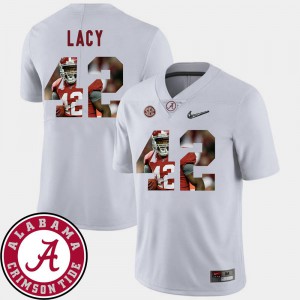 For Men's Alabama Roll Tide #42 Eddie Lacy White Pictorial Fashion Football Jersey 348404-130