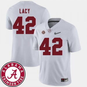 Mens Roll Tide #42 Eddie Lacy White College Football 2018 SEC Patch Jersey 141495-430