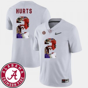 For Men Bama #2 Jalen Hurts White Pictorial Fashion Football Jersey 826310-140