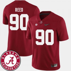 Men Alabama Crimson Tide #90 Jarran Reed Crimson College Football 2018 SEC Patch Jersey 595524-275