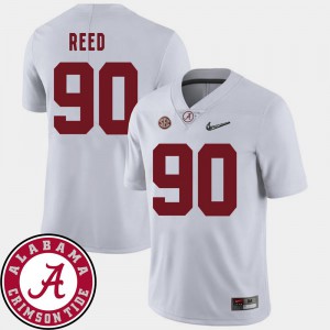 For Men Alabama #90 Jarran Reed White College Football 2018 SEC Patch Jersey 463857-733