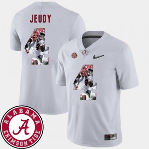 For Men University of Alabama #4 Jerry Jeudy White Pictorial Fashion Football Jersey 349577-145