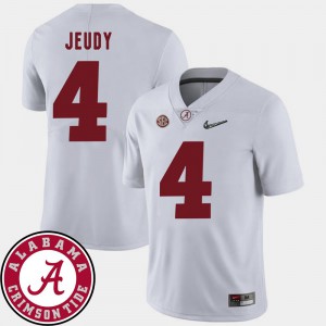 For Men Alabama #4 Jerry Jeudy White College Football 2018 SEC Patch Jersey 541623-510