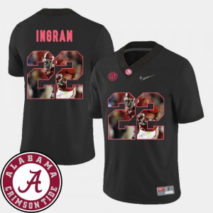 For Men's University of Alabama #22 Mark Ingram Black Pictorial Fashion Football Jersey 600074-790