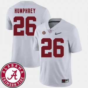 For Men Roll Tide #26 Marlon Humphrey White College Football 2018 SEC Patch Jersey 929016-838