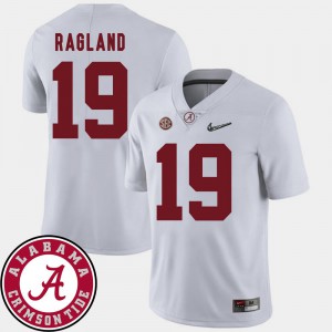 Men's Alabama Crimson Tide #19 Reggie Ragland White College Football 2018 SEC Patch Jersey 269262-337