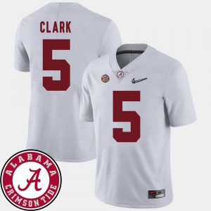 Men Alabama Roll Tide #5 Ronnie Clark White College Football 2018 SEC Patch Jersey 999458-861