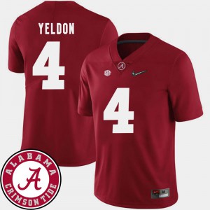 Mens Alabama Crimson Tide #4 T.J. Yeldon Crimson College Football 2018 SEC Patch Jersey 561169-330