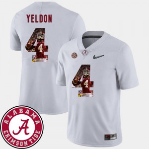 For Men's Roll Tide #4 T.J. Yeldon White Pictorial Fashion Football Jersey 473823-964