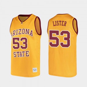 Mens Arizona State University #53 Alton Lister Gold Alumni College Basketball Jersey 922265-126