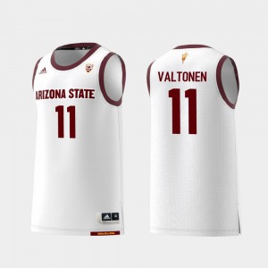 Men's Arizona State #11 Elias Valtonen White Replica College Basketball Jersey 503987-171