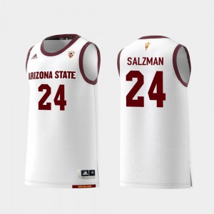 For Men's Arizona State Sun Devils #24 Jordan Salzman White Replica College Basketball Jersey 326718-176