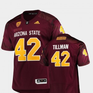Men's Arizona State University #42 Pat Tillman Maroon Game Special Premier Jersey 403613-603