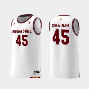 Mens Arizona State #45 Zylan Cheatham White Replica College Basketball Jersey 289153-162