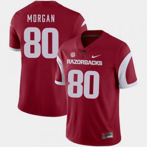 Mens Razorbacks #80 Drew Morgan Cardinal College Football Jersey 419104-324