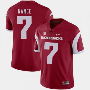 Mens University of Arkansas #7 Jonathan Nance Cardinal College Football Jersey 539557-997