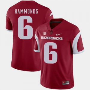 For Men's Razorbacks #6 T.J. Hammonds Cardinal College Football Jersey 493750-190