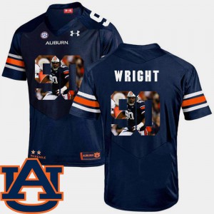 For Men Auburn University #90 Gabe Wright Navy Pictorial Fashion Football Jersey 913989-237