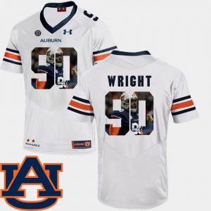 Mens Auburn Tigers #90 Gabe Wright White Pictorial Fashion Football Jersey 430864-287