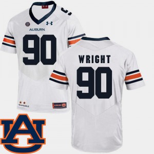 Mens Auburn Tigers #90 Gabe Wright White College Football SEC Patch Replica Jersey 292225-669