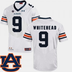 Mens Tigers #9 Jermaine Whitehead White College Football SEC Patch Replica Jersey 808335-184