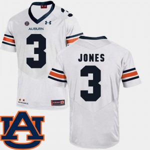 For Men Auburn University #3 Jonathan Jones White College Football SEC Patch Replica Jersey 485229-825