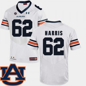 For Men's Auburn University #62 Josh Harris White College Football SEC Patch Replica Jersey 473818-203