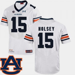 Mens Auburn University #15 Joshua Holsey White College Football SEC Patch Replica Jersey 623555-527