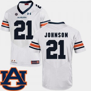 For Men's Auburn #21 Kerryon Johnson White College Football SEC Patch Replica Jersey 172005-688