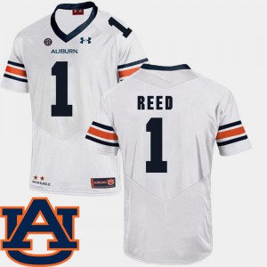 For Men's Auburn #1 Trovon Reed White College Football SEC Patch Replica Jersey 250369-141