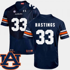 Men Tigers #33 Will Hastings Navy College Football SEC Patch Replica Jersey 228071-562